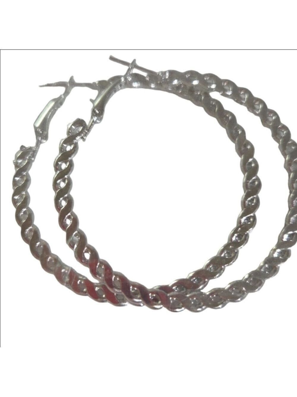 Silver Twisted Hoop Earrings